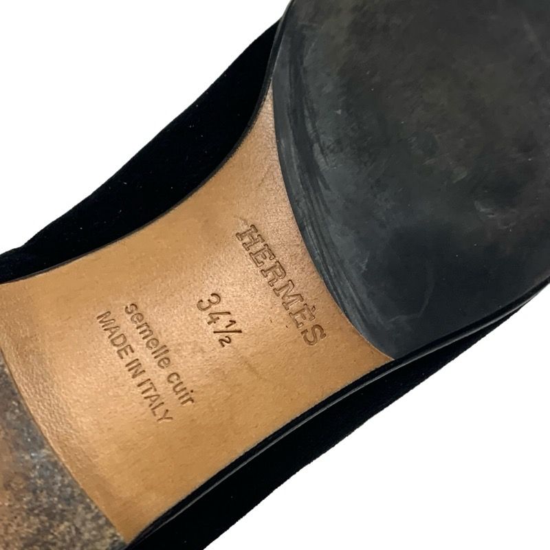 Hermes Saint Honore Boots Short Boots Shoes Suede Black Silver Constance