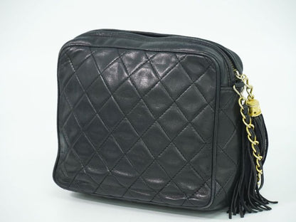 Authentic Chanel Coco Mark Matelasse Tassel Chain Shoulder Bag Pochette