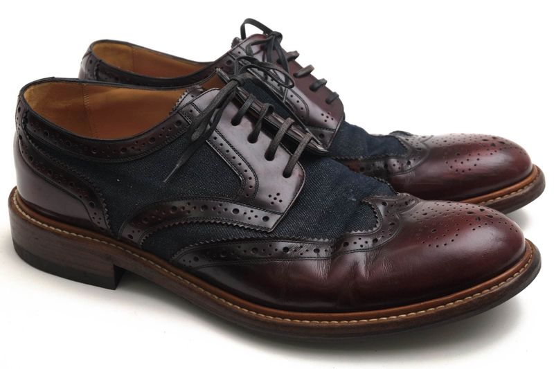 Louis Vuitton Shoes Business Shoes Business Men Cotton Canvas Leather Red Brown