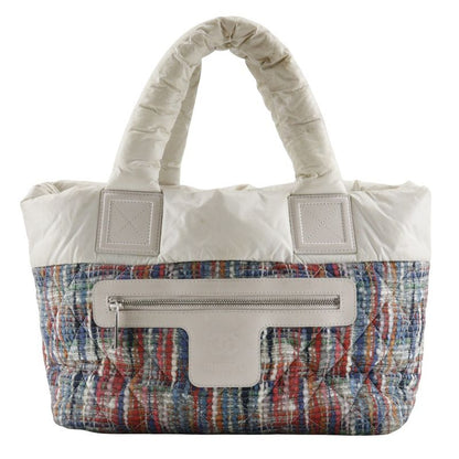 Chanel Coco Cocoon Tote Small Tweed Print Reversible A48610 Nylon White/multicol
