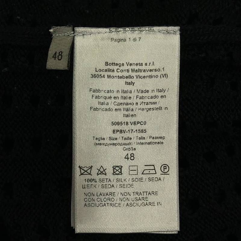 Bottega Veneta - Silk 100% Silk Crewneck Knit Pullover - 48 - Black - Mens