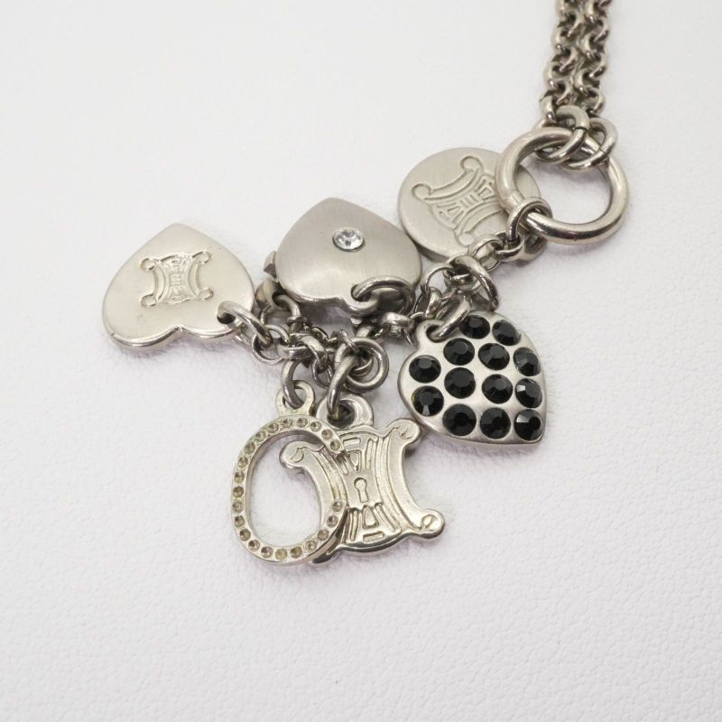 Celine Heart Charm Stone Necklace Macadam 25-694s