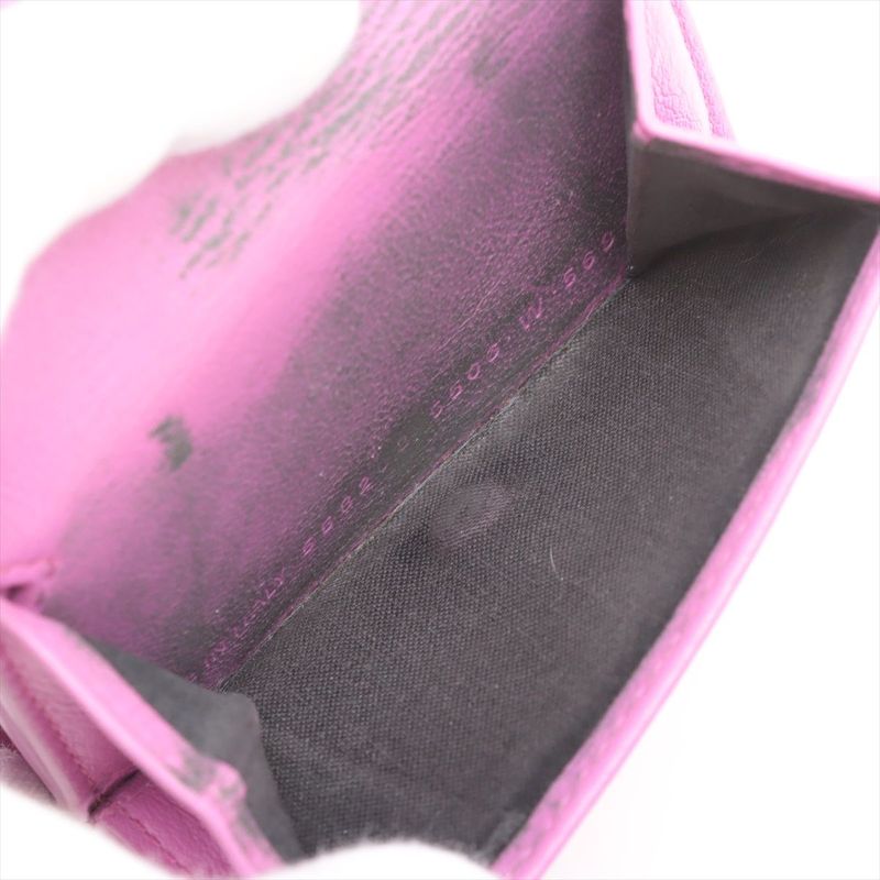 Balenciaga Logo Leather Mini Wallet Compact Wallet Cat 558208 Purple Made In