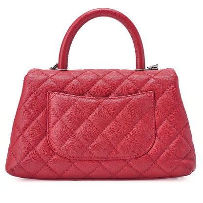 Chanel Chain Shoulder Bag Matelasse Coco Handle 2WAY Handbag Caviar Skin Red
