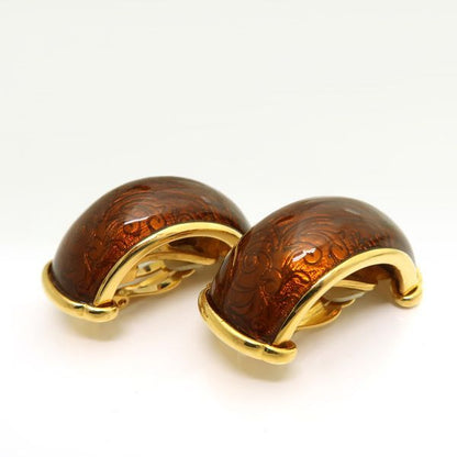 Yves Saint Laurent Earring GP Arabesque Large Brown Vintage YSL Yves Saint