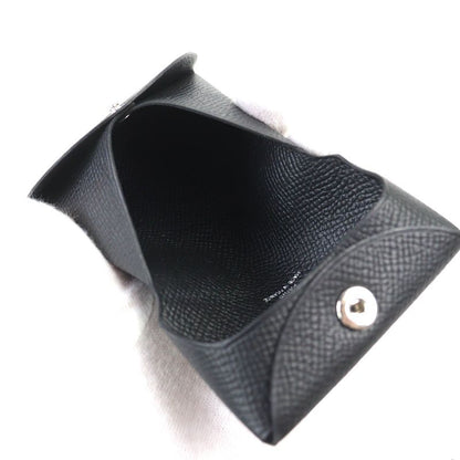 Hermes Bastia Vaux Epson Coin Case Black With W Engraved Box Made In France