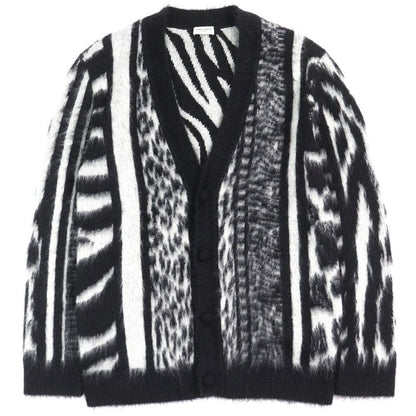 Saint Laurent Paris 21AW 690064 Mohair Cardigan Oversized Black White XS Made