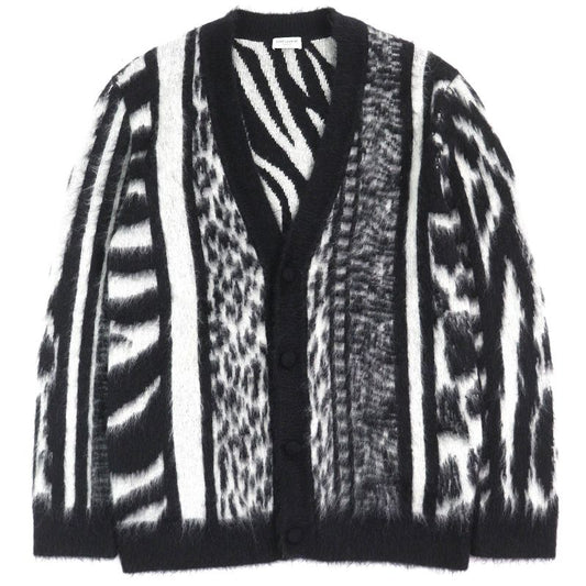Saint Laurent Paris 21AW 690064 Mohair Cardigan Oversized Black White XS Made