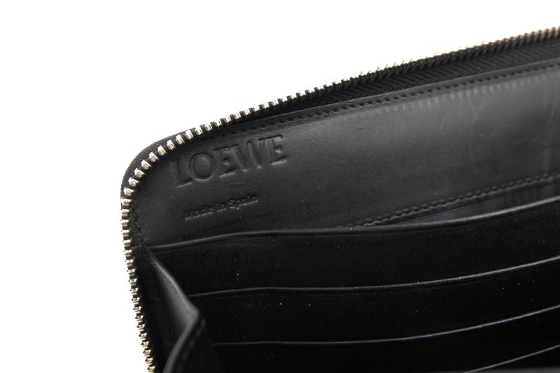 Loewe Long Wallet Women Leather Genuine Black C525t12x01 Linen Zip Around