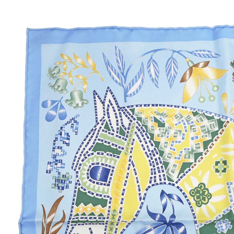 Hermes Carre 45 Scarf EN Attendant Ulysse Silk Light Blue Bandana