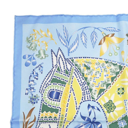 Hermes Carre 45 Scarf EN Attendant Ulysse Silk Light Blue Bandana