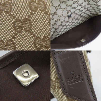 Gucci Shoulder Bag 145857 GG Canvas Leather Beige Dark Brown Ladies Women Gucci