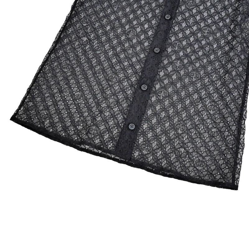 Gucci See Through Shirt With Inner Size 38 Black 717104 Long Sleeve