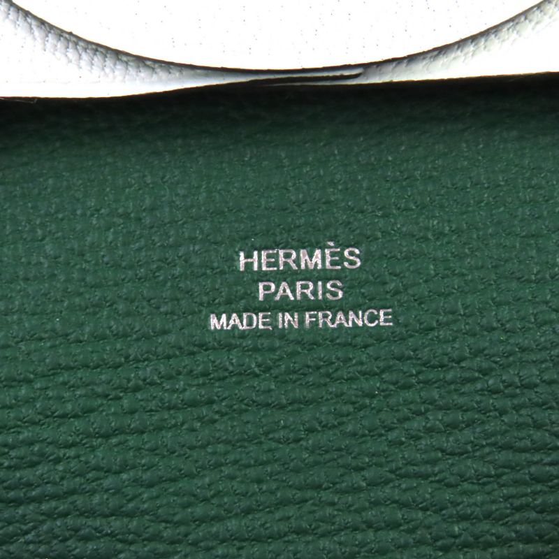Hermes Bastia Verso Vert Peppermint Vert Moyen Chevre Silver Hardware Coin Case