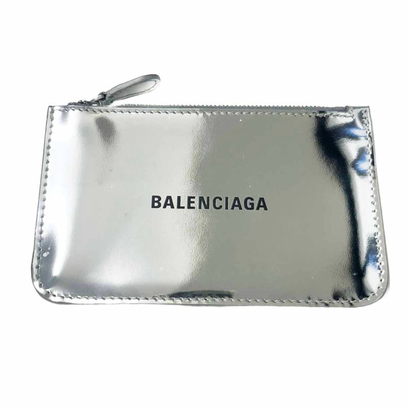 Balenciaga Metallic Logo Card Case 637130 Silver