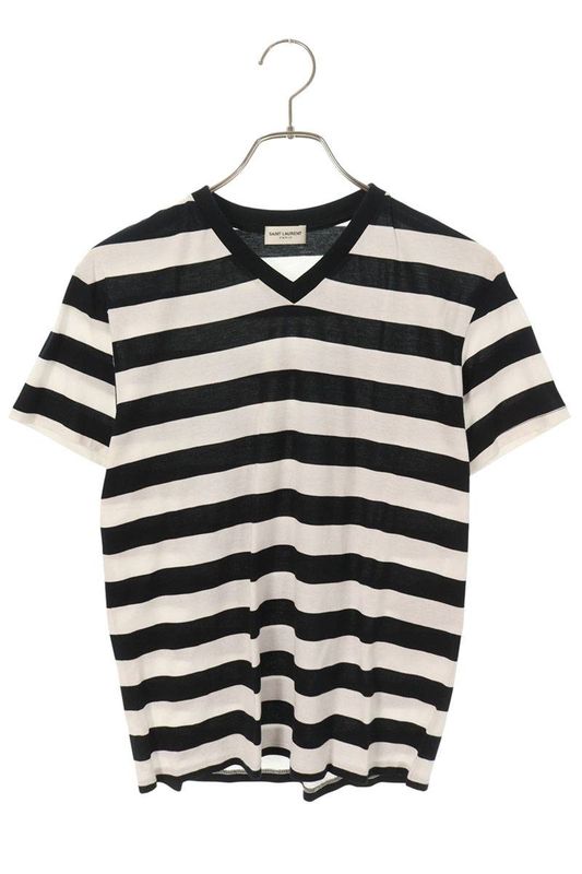 Saint Laurent Paris 316154 Y1lws V-neck Striped T-shirt Men's XS