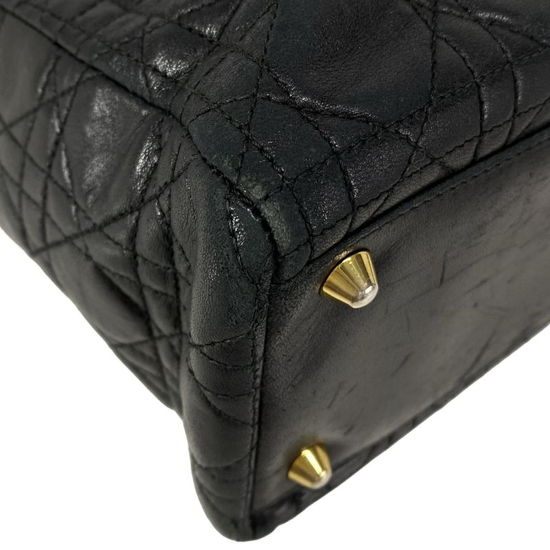 Dior/christian Dior Handbag Lady Dior Large Bag Black Leather