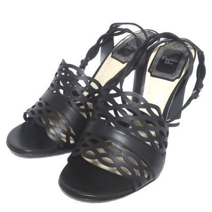 Unused Christian DIOR Tattoo Leather Ankle Strap High Heel Sandals 35.5d
