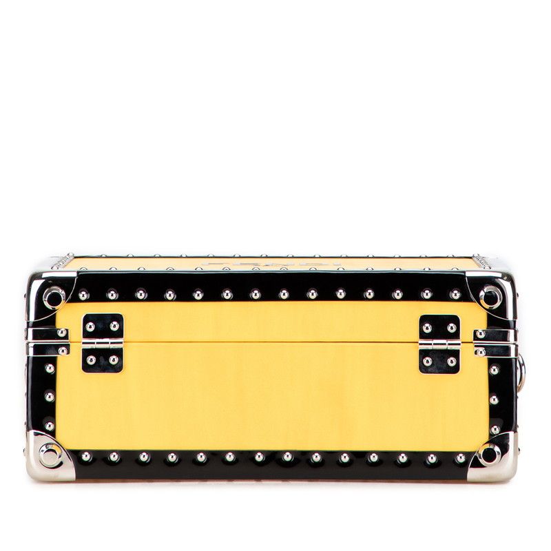 Fendi Logo Trunk Case Shoulder Bag 2WAY 7vv134 Yellow Black Leather Enamel