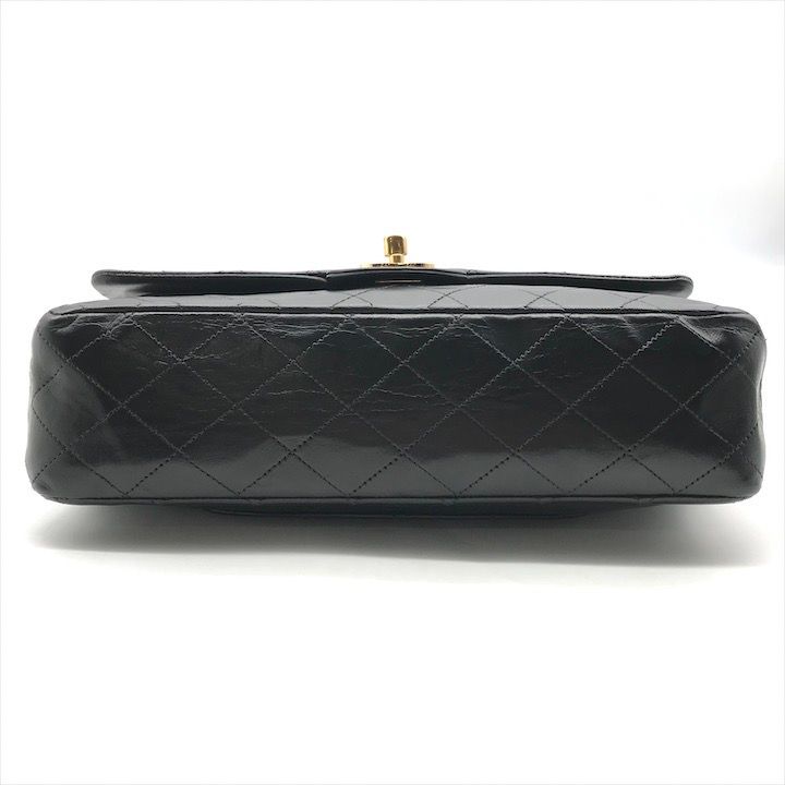 Chanel CC Logo Quilted 25 Double Flap Chain Lambskin Shoulder Bag Black