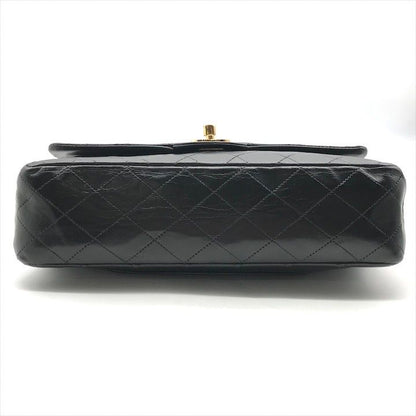 Chanel CC Logo Quilted 25 Double Flap Chain Lambskin Shoulder Bag Black