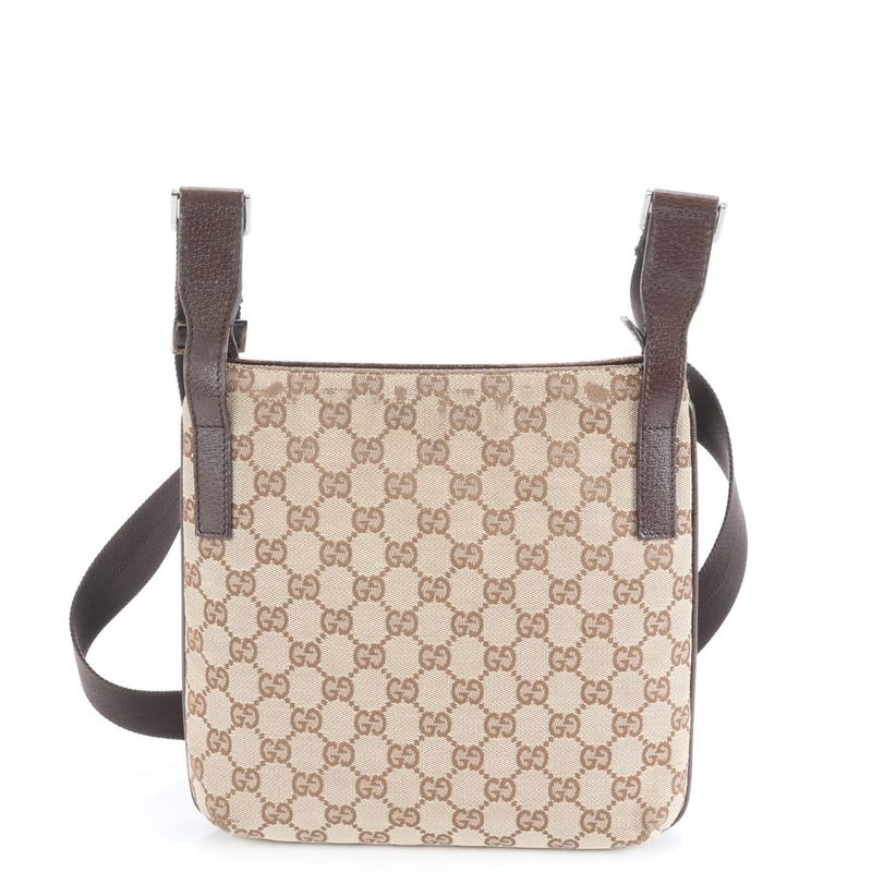 Gucci GG Canvas Leather Shoulder Bag Crossbody Messenger Business Commuter Tote