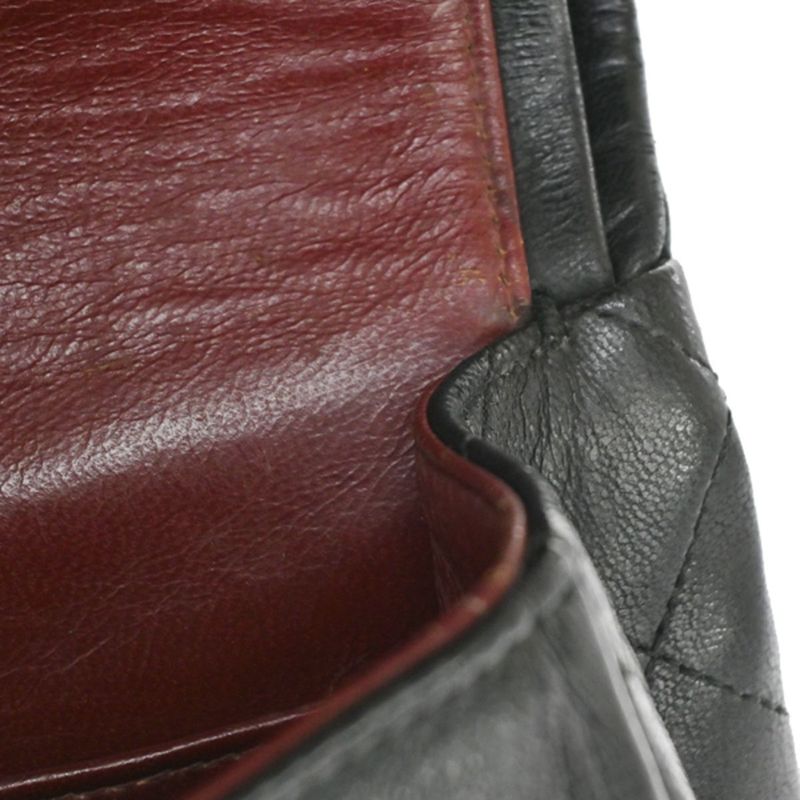 Chanel Matelasse Double Flap Chain Shoulder Bag Black Gold Hardware 898bs154