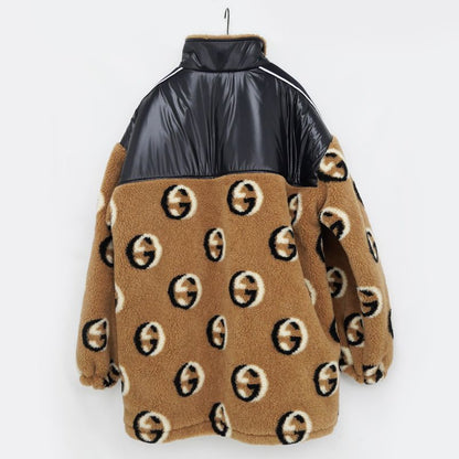 Gucci Fleece Jacquard Zip Jacket L Size 767009 Xjf7q 2184 Brown Men's