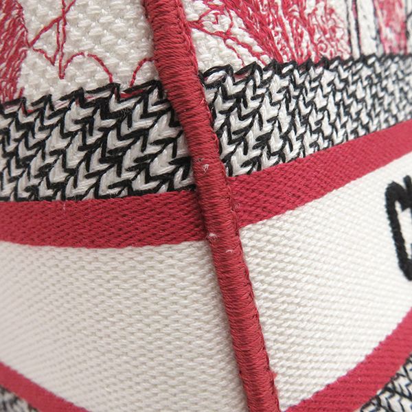 Christian Dior 2way Bag Lady D-Light Canvas Red and White Gold Hardware