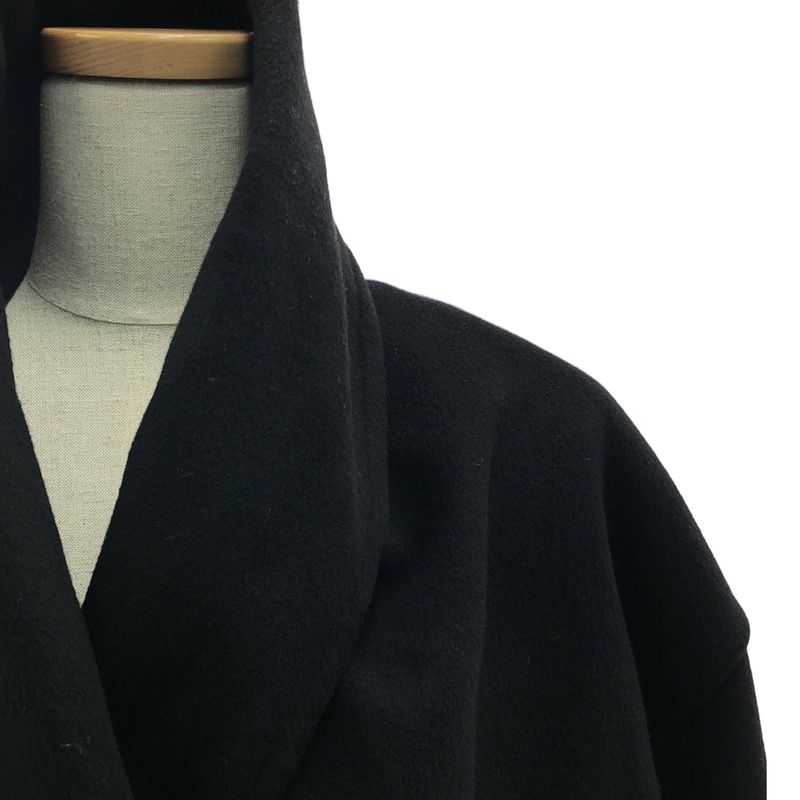 Hermes Leather Belt Cashmere Draped Coat - 34 - Black - Women