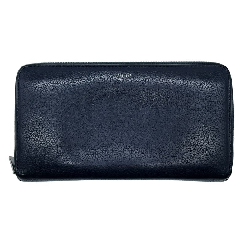 Celine Round Zip Long Leather Wallet Long Wallet Navy
