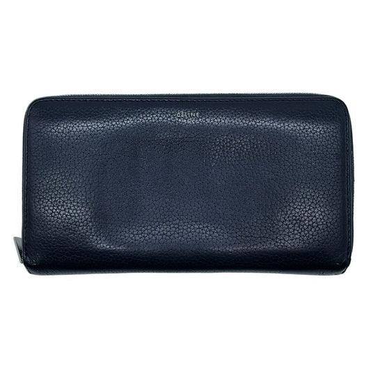 Celine Round Zip Long Leather Wallet Long Wallet Navy