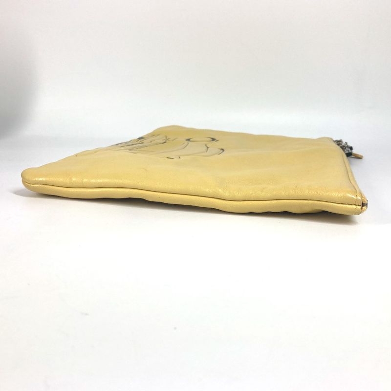 Chanel Clutch Bag Coco Havana Car Logo Leather Yellow