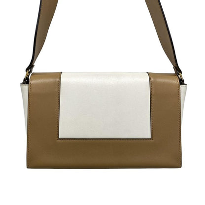Celine Shoulder Bag Frame Medium Beige And Brown Leather
