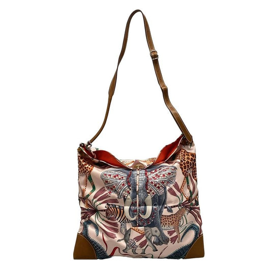 Hermes Shoulder Bag Silky City MM Light Pink X Gray X Multi Animal Print Silk