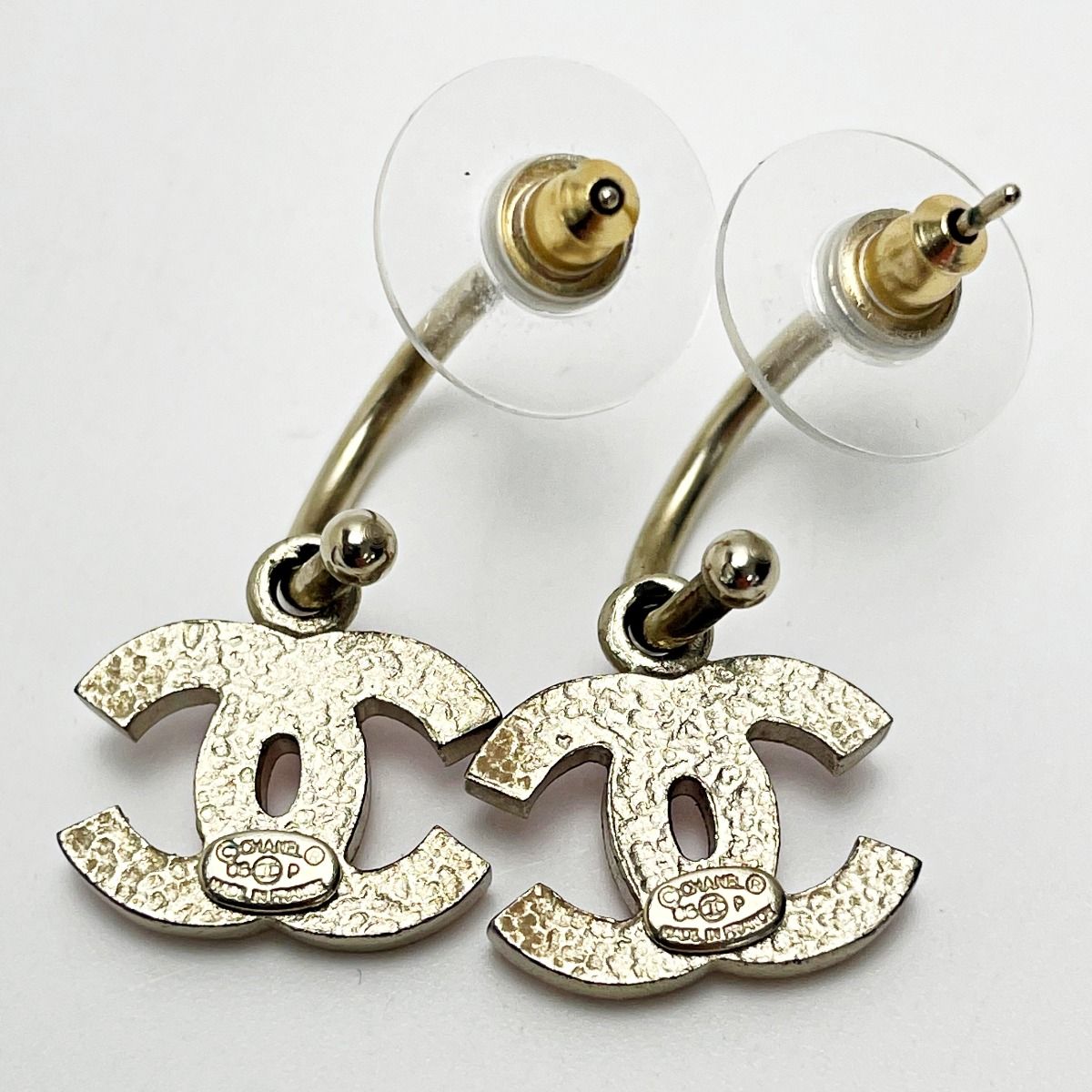 Chanel Cocomark A31068 Gold X Pink Earrings Rhinestone GP Women's Accessories