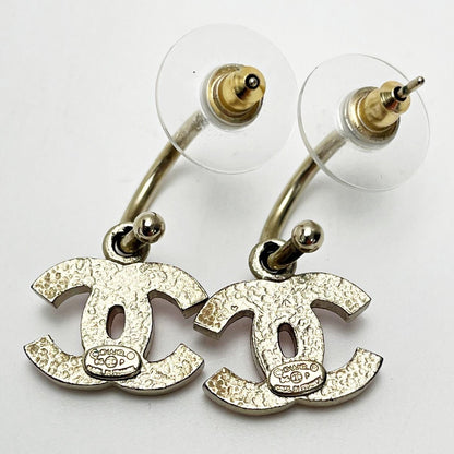 Chanel Cocomark A31068 Gold X Pink Earrings Rhinestone GP Women's Accessories