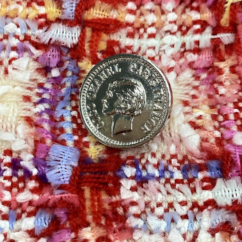 Chanel Jacket Size 40 M Ladies - P06313 Red X Ivory X Light Blue Long Sleeves /