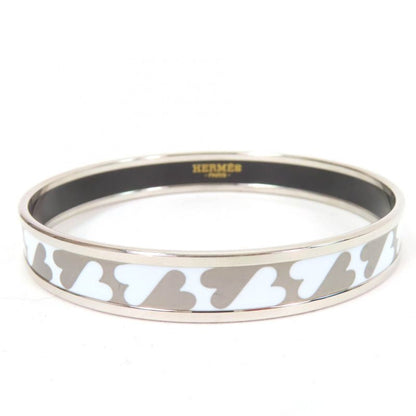 Hermes Emile PM Enamel Bracelet Carte À Jouet Bangle Silver White With Box And