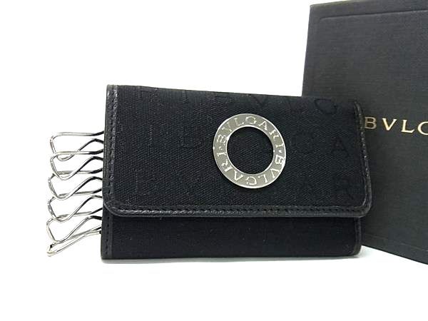 Bvlgari Logomania Canvas 6-stack Key Case Key Case Ladies Black Fm2844