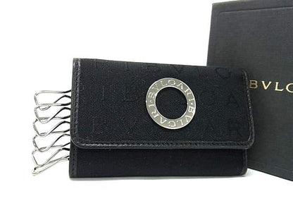 Bvlgari Logomania Canvas 6-stack Key Case Key Case Ladies Black Fm2844