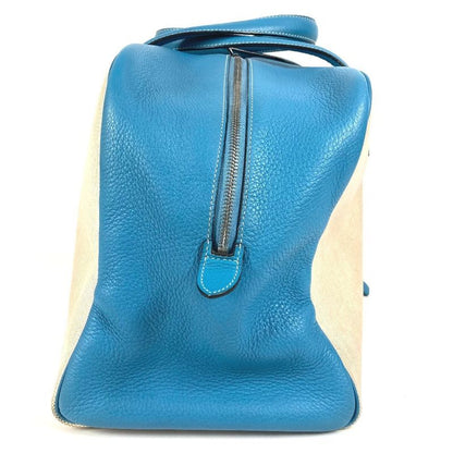 Hermes Boston Bag Victoria 43 Victoria 43 Toile Ash Blue Jean Blue