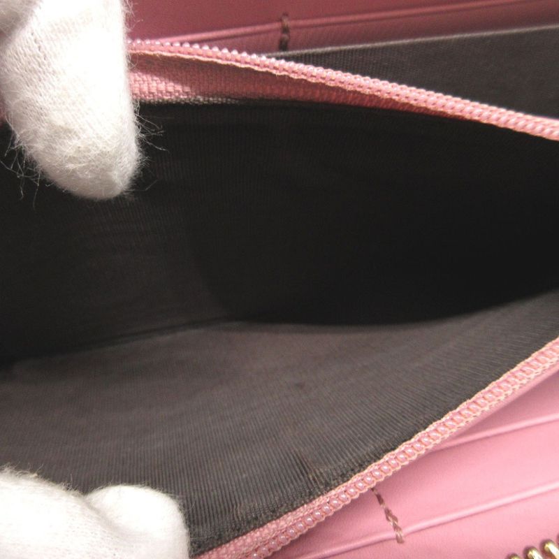 Gucci 410102 Leather Pink Round Zipper Long Wallet 1196 Gucci
