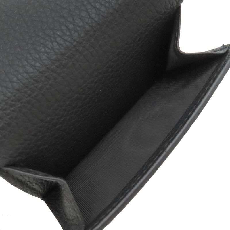 Gucci Trifold Wallet Logo Mini Wallet Leather Black Gold Hardware Black Compact