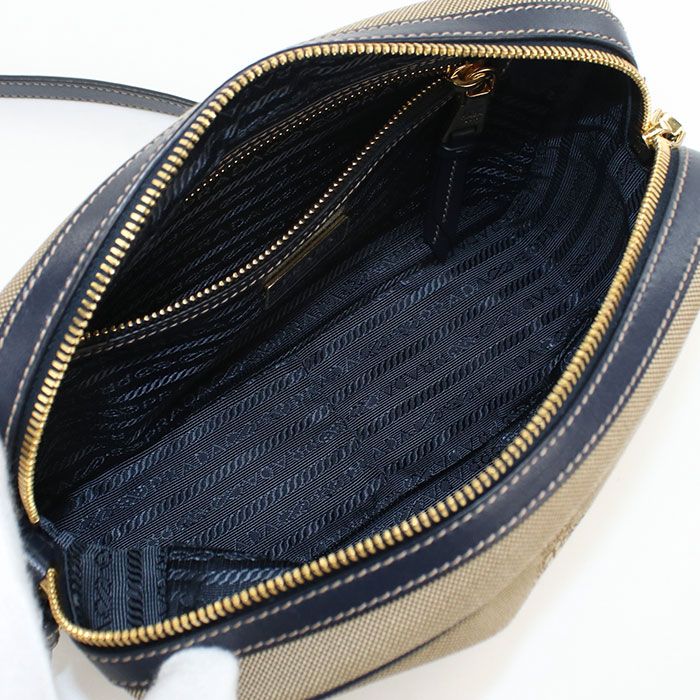 Prada Logo Jacquard 1bh089 Crossbody Shoulder Bag Canvas Leather Women