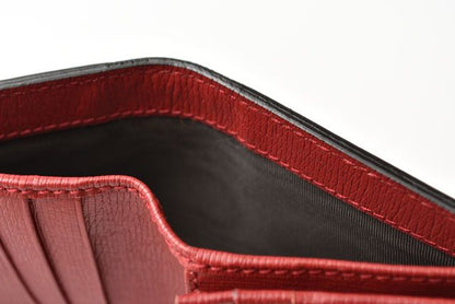 Gucci Mini Wallet Card Case Fold Wallet Blooms Flower Print Leather Cherry