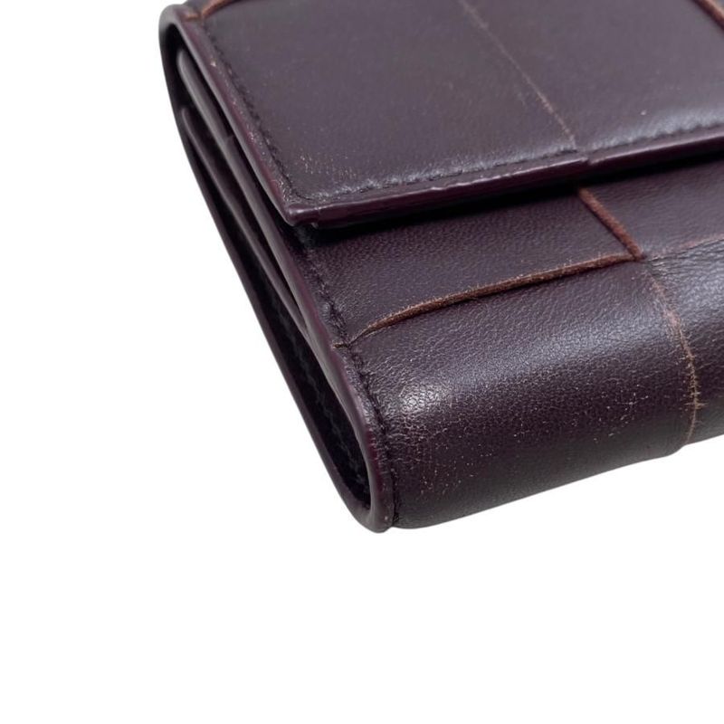 Bottega Veneta Trifold Wallet Maxi Intrecciato 651372 Leather Purple Gold