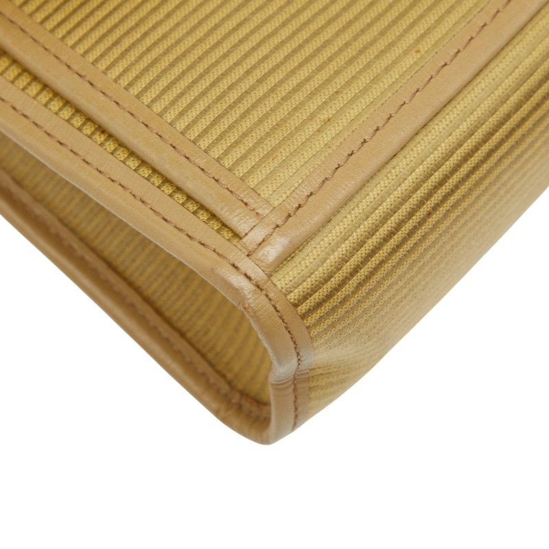 Saint Laurent YSL Logo Second Bag Clutch Bag Beige PVC Leather Women Saint