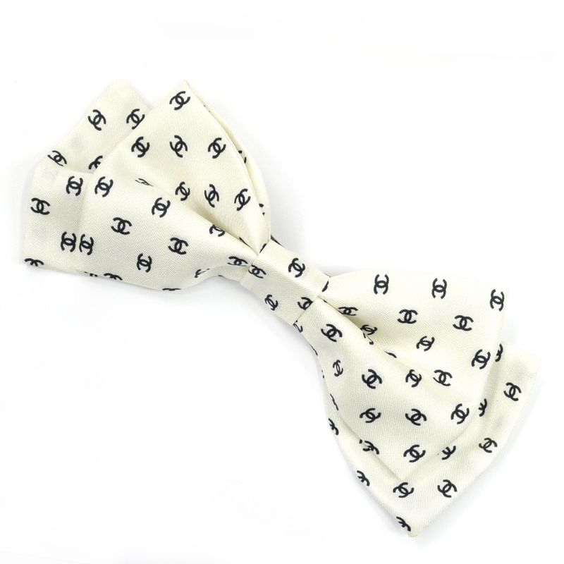 Chanel Valletta Aaa821 Ribbon White Logo COCO Silver-hardware Hair