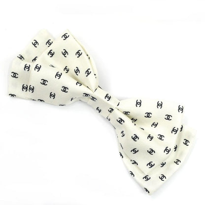 Chanel Valletta Aaa821 Ribbon White Logo COCO Silver-hardware Hair